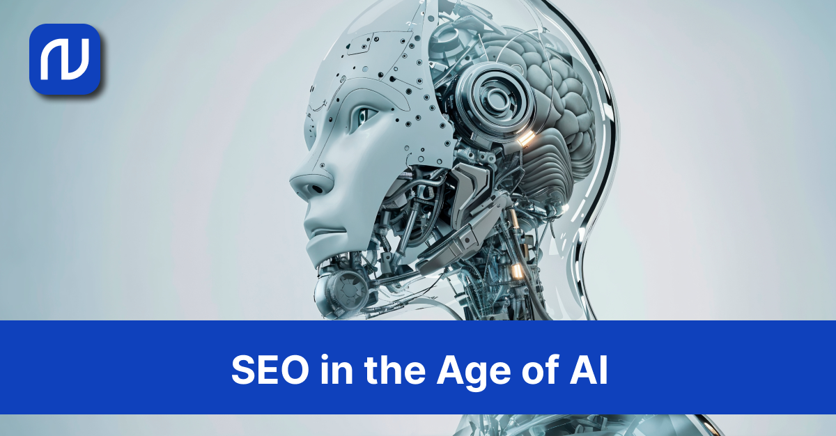 Infographic titled 'SEO in the Age of AI' with statistics on AI's role in search optimization.